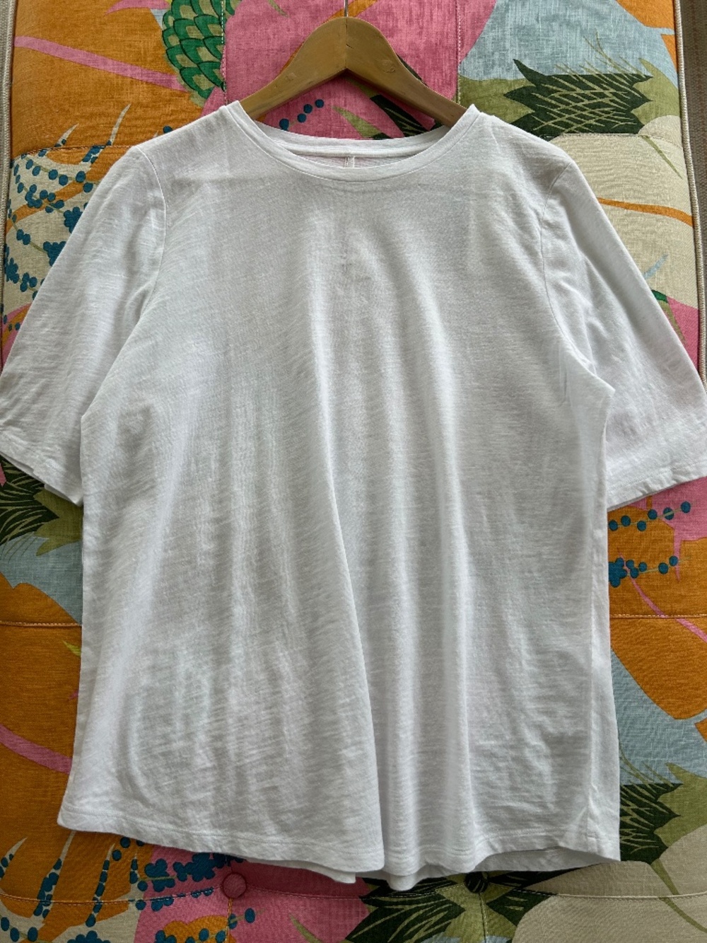 NWT Eileen Fisher Organic Cotton Round Neck Elbow Top in White Sz XXL